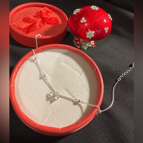 925 Sterling Silver Jewelry - Butterfly Ankle Bracelet